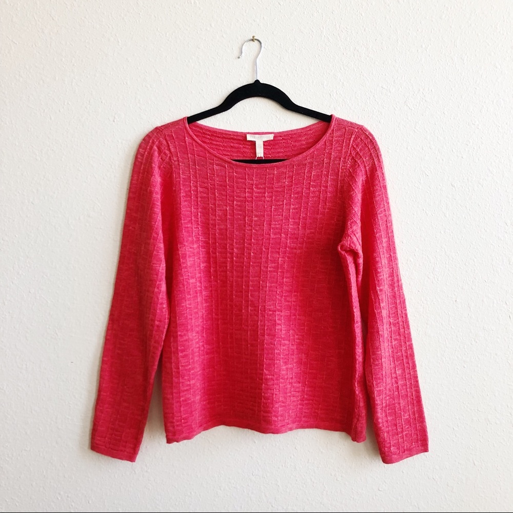 NEW Eileen Fisher Textured Slub Coral Sweater